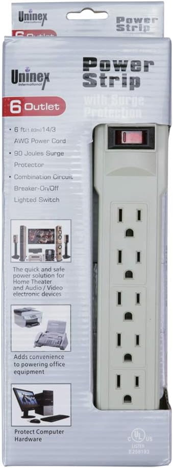 6-Outlet Surge Protector Power Strip by Uninex
