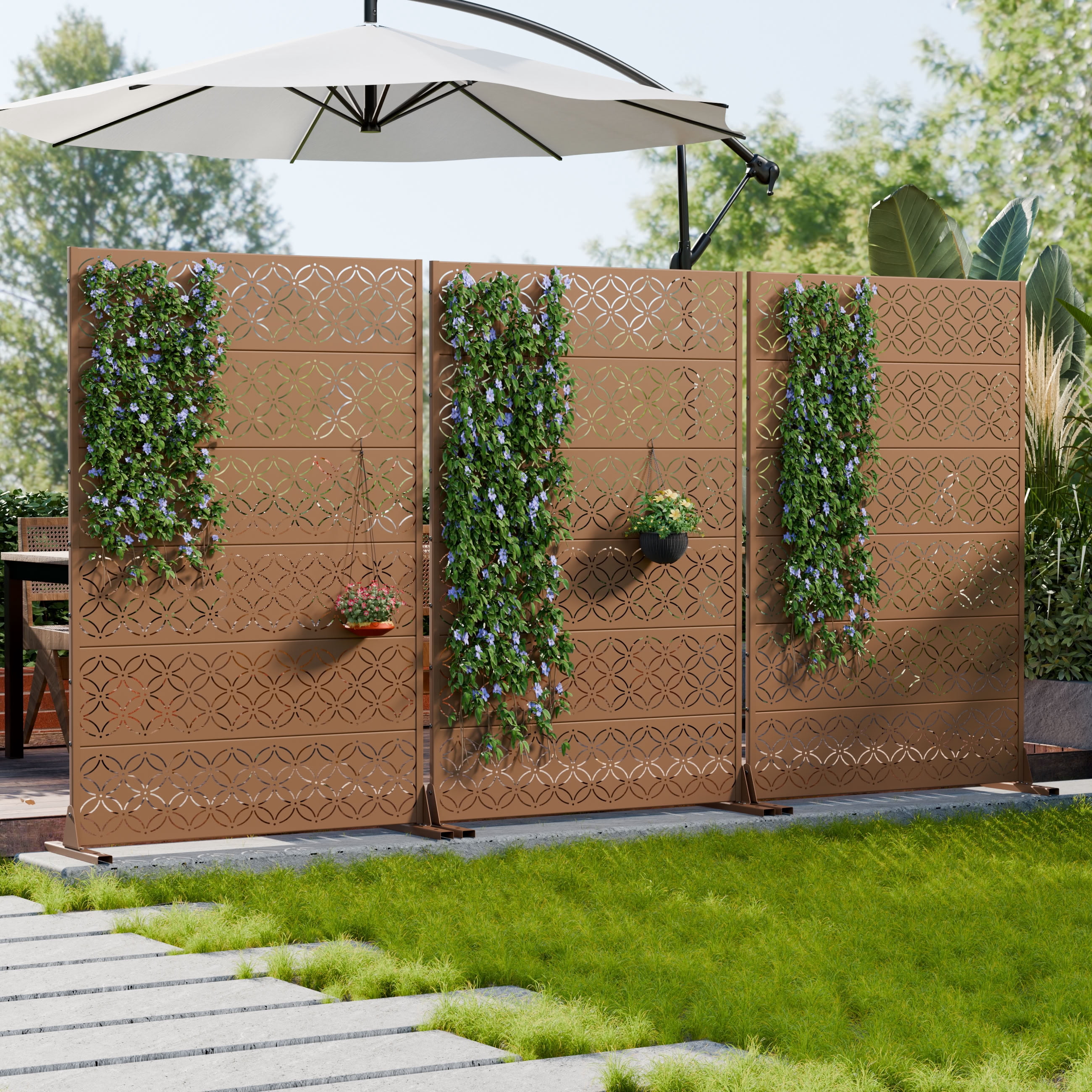 MAYEERTY 72*47in Outdoor Privacy Screen, Wind Block Metal Privacy Panel, Privacy Divider for Patio, Balcony, Backyard, Garden