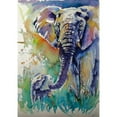 thumbnail image 2 of Kovacs, Anna Brigite 14x18 Gold Ornate Wood Framed with Double Matting Museum Art Print Titled - Majestic Elephant with Baby, 2 of 4