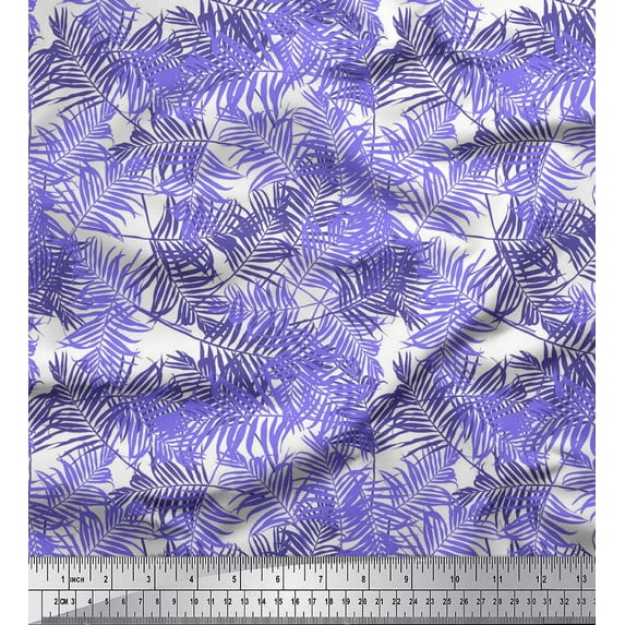 Soimoi Purple Cotton Voile Fabric Pine Leaves Print Fabric by the Yard 56 Inch Wide