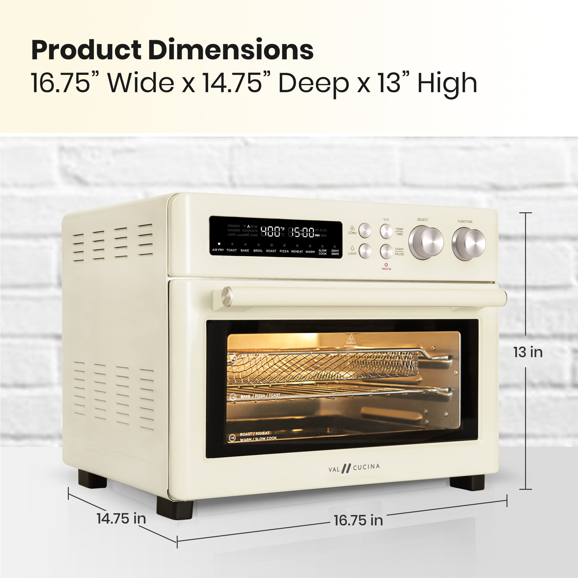 AIR FRYER TOASTER OVEN & CUTTING BOARD - ALMOND CREAM