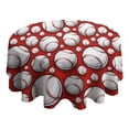 thumbnail image 4 of Red Baseballs Pattern Round Tablecloth 60"x60",Wrinkle Wipeable Table Cloth for Kitchen Dining Room Picnic Patio Party, 4 of 6