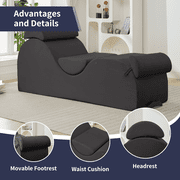ijuicy Chaise Lounge Chair for Yoga, Chaise Lounge with Headrest, Oversized Yoga Chair Indoor - Dark Gray