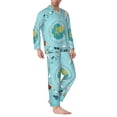 thumbnail image 2 of Wukai Travelling on Airplane Men's Long-Sleeve Pajama Set - Comfortable Sleepwear with Button-Down Shirt and Pants-XX-Large, 2 of 6