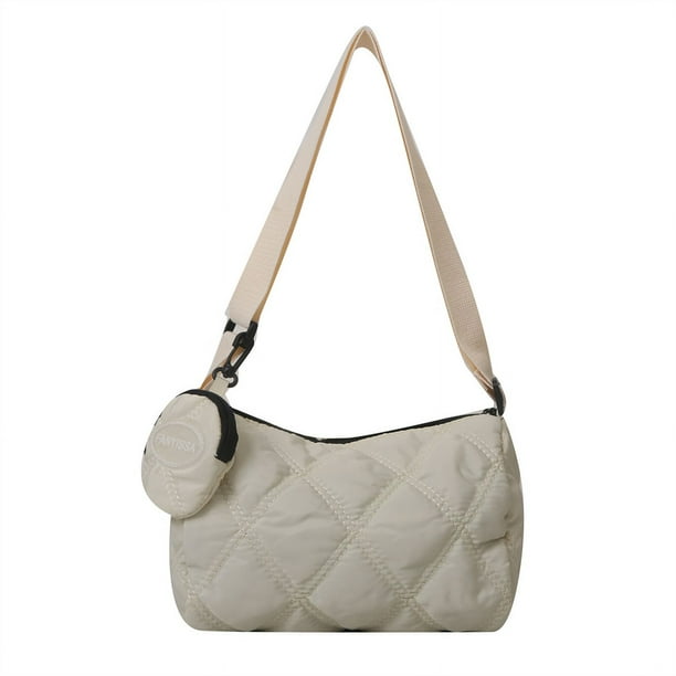 Bolso Bandolera Kuymtek Con Bordado Diamantes para Mujer Monedero Hobo Blanco