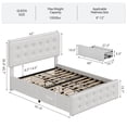 thumbnail image 3 of GloryStar Button Tufted PU Leather Bed Frame, Platform Design with 4 Drawers, Adjustable Headboard, and Wooden Slats, 3 of 8