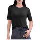 thumbnail image 1 of Tops de Manga Corta de Mujer Casual, Color Sólido Manga 1/2, Camiseta de Cuello Redondo, 1 of 6