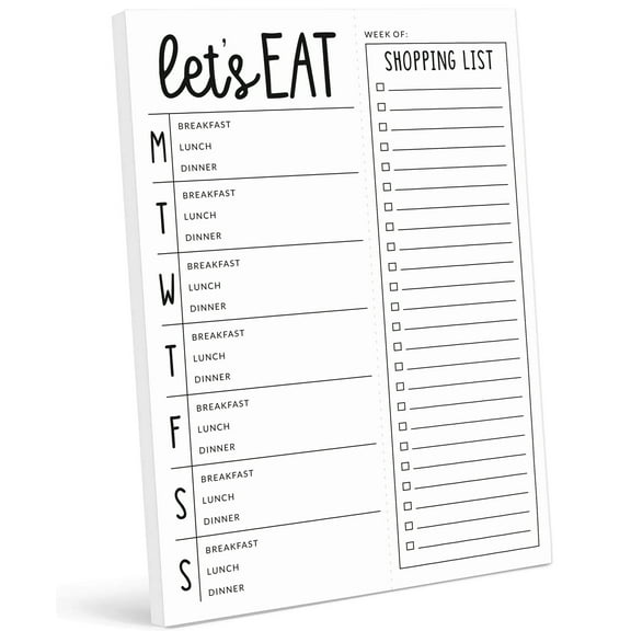 Inkdotpot Weekly Meal Planner Notepad 7"x10 , "Lets Eat" Magnetic Meal Planning Pad with Tear Off Grocery Shopping List for Fridge- Kitchen & Home - 54 Sheets -DG