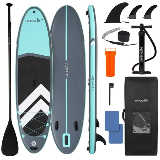 SereneLife 11' x 35" Pet-Friendly Inflatable SUP Paddleboard – 440 lb Capacity, Non‑Slip Deck & GoPro Mount, Full Kit with Paddle, Pump, Leash & Backpack