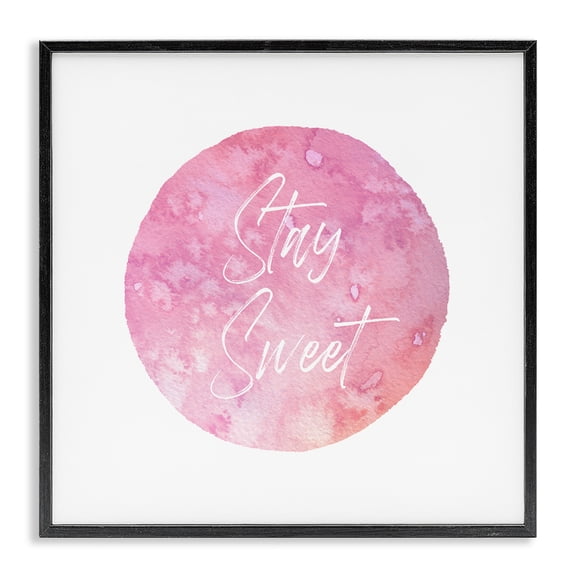 Stupell Industries Glam Stay Sweet Pink Circle Black Framed Giclee Art, 12 x 12, by Christine Zalewski