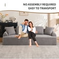 thumbnail image 2 of 103" Wide Comfortable Crochet Yarn 4 Seater Combined Sofa, Full Sponge Compression Sofa with 4 Pillows for Living Room Bedroom Office, No Need Assembly, Gray, 2 of 8