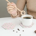 thumbnail image 6 of Lsque Cute ribbons set Pattern 4" Drink Coasters Set of 6, Leather Absorbent Coasters, Table Coaster Set Decorative Coffee Cup Coasters Housewarming Gift,Hexagon, 6 of 7