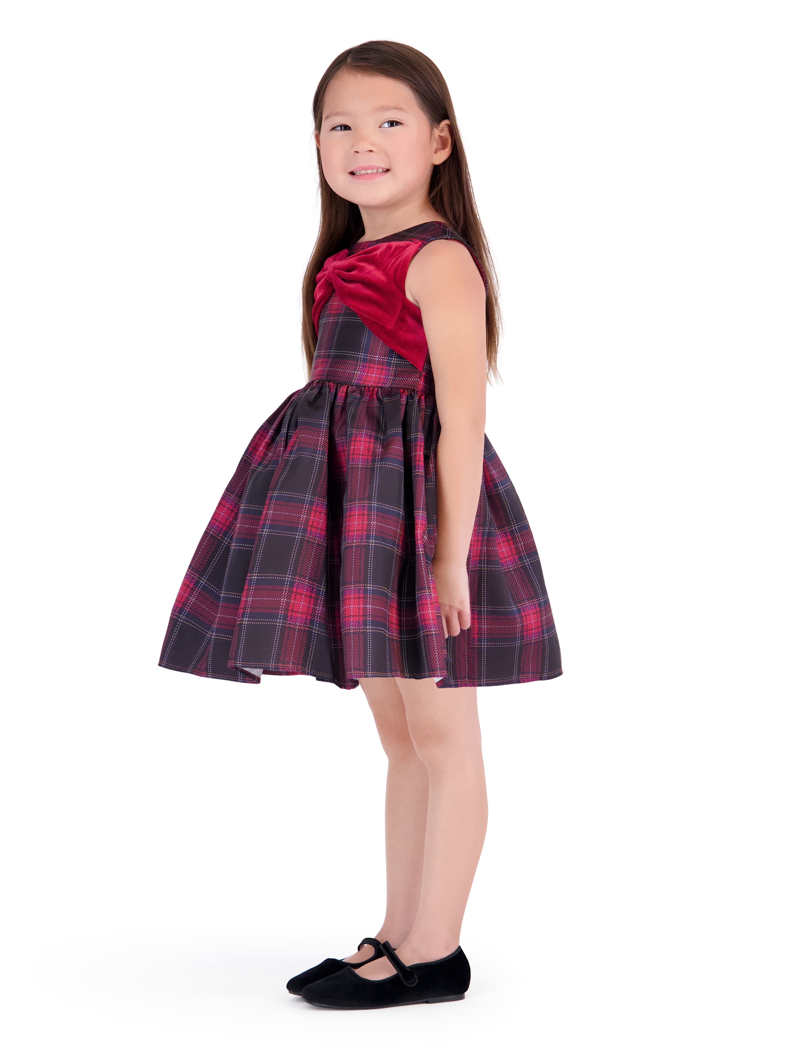 Kensie Toddler Girl Sleeveless Plaid Dress and Velvet Coat Set, Sizes 12 Months-3T