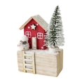 thumbnail image 2 of Casita navideña pequeña de pueblo nevado con base de madera para decoración de mesa Estilo B, 2 of 9