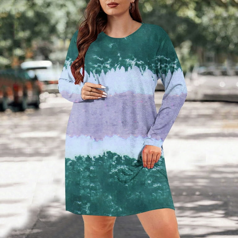 ZHYou Womens Casual Dress Long Sleeve Round Neck Tie Dye Print Mini Dresses Soft Comfort Stretch Fit Skirts,Green,2XL - Walmart.com ZHYou Womens Casual Dress Long Sleeve Round Neck Tie Dye Print Mini Dresses Soft Comfort Stretch Fit Skirts,Green,2XL - Walmart.com
