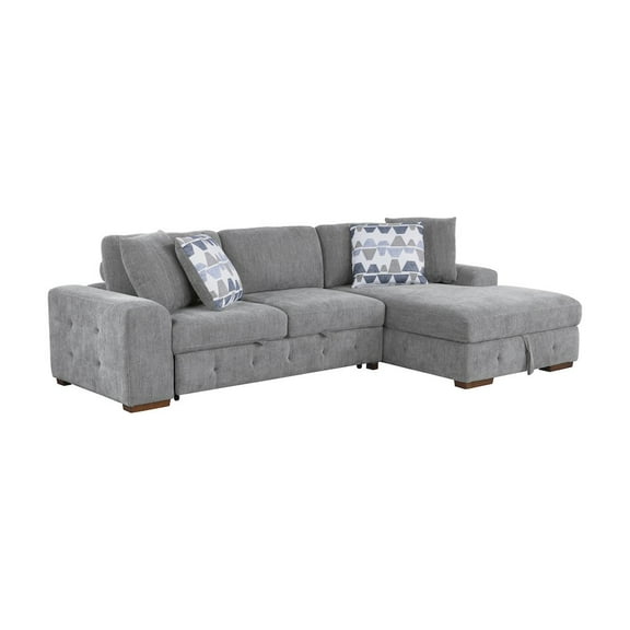 Lexicon Raife 2-Piece Chenille Sectional with Right Chaise in Gray