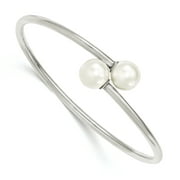 Sterling Silver Polished 10mm Swarovski Pearl Bangle Bracelet (Weight: 7.14 Grams, Length: 0 Inches)