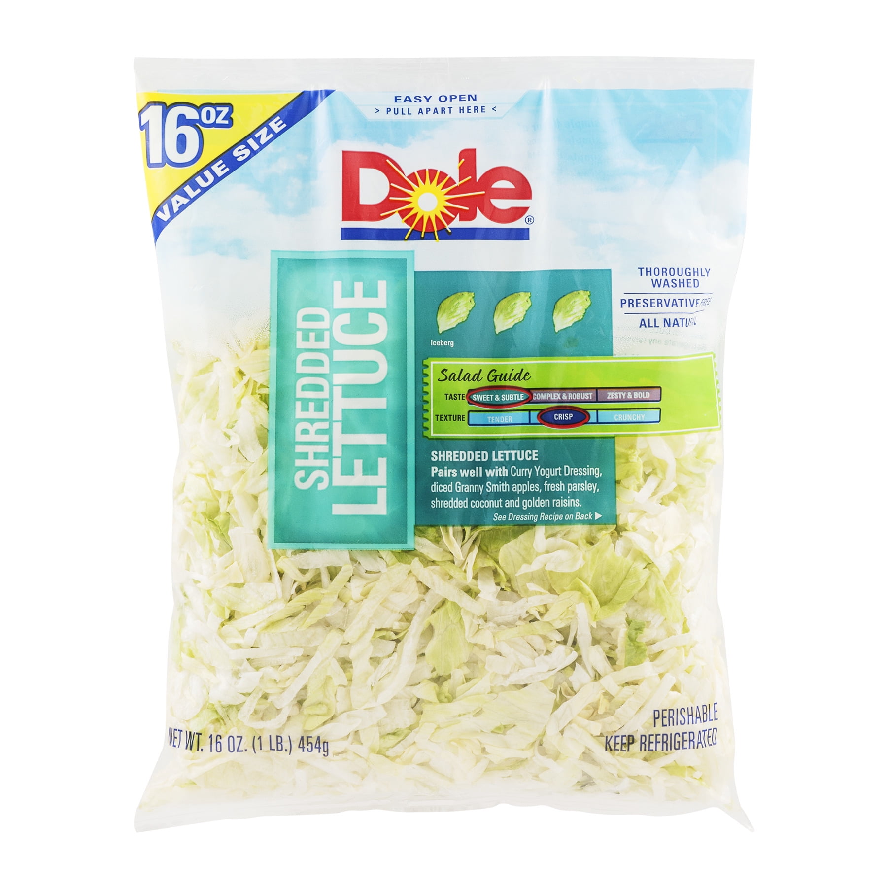 Dole Shredded Lettuce Family Sized, 16 Oz.