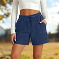 thumbnail image 2 of DHFJKG High Waisted Jean Shorts For Women Elastic Drawstring Loose Fit With Pockets Comfortable Solid Color Summer Denim Shorts Stylish Bottoms, 2 of 5