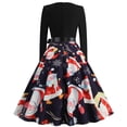 thumbnail image 4 of CEHVOM Robe Vintage Rockabilly Patchwork pour Femmes Robe de Fête de Noël avec Nœud, 4 of 8