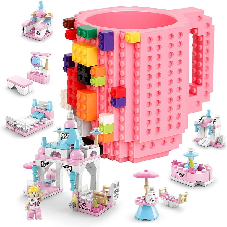 Cusod Build on Brick Mug for Kids Adults Boys Novelty Coffee Mugs Compatible with Lego Fun Coffee Mugs for Birthday 16oz Unique Cool DIY Cups Block Bu