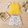 thumbnail image 4 of AURIGATE Newborn Infant Baby Girls Solid Ribbed Tops+Flower Print Shorts +Headband Sets Clearance, 4 of 5