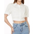 thumbnail image 1 of Lovito Casual Plain Princess Sleeves Shirt Collar Pure Cotton Good Hygroscopicity Blouse for Women, 1 of 5