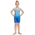 thumbnail image 4 of Oudiya Girls' Gymnastics Leotards With Shorts Sparkly Biketards Sleeveless Cute Ballet Dancewear Blue for 3-4Y, 4 of 8