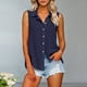 thumbnail image 2 of Blusa de lino sin mangas con cuello en V para mujer, ideal para el verano - Camisa informal con botones, 2 of 7