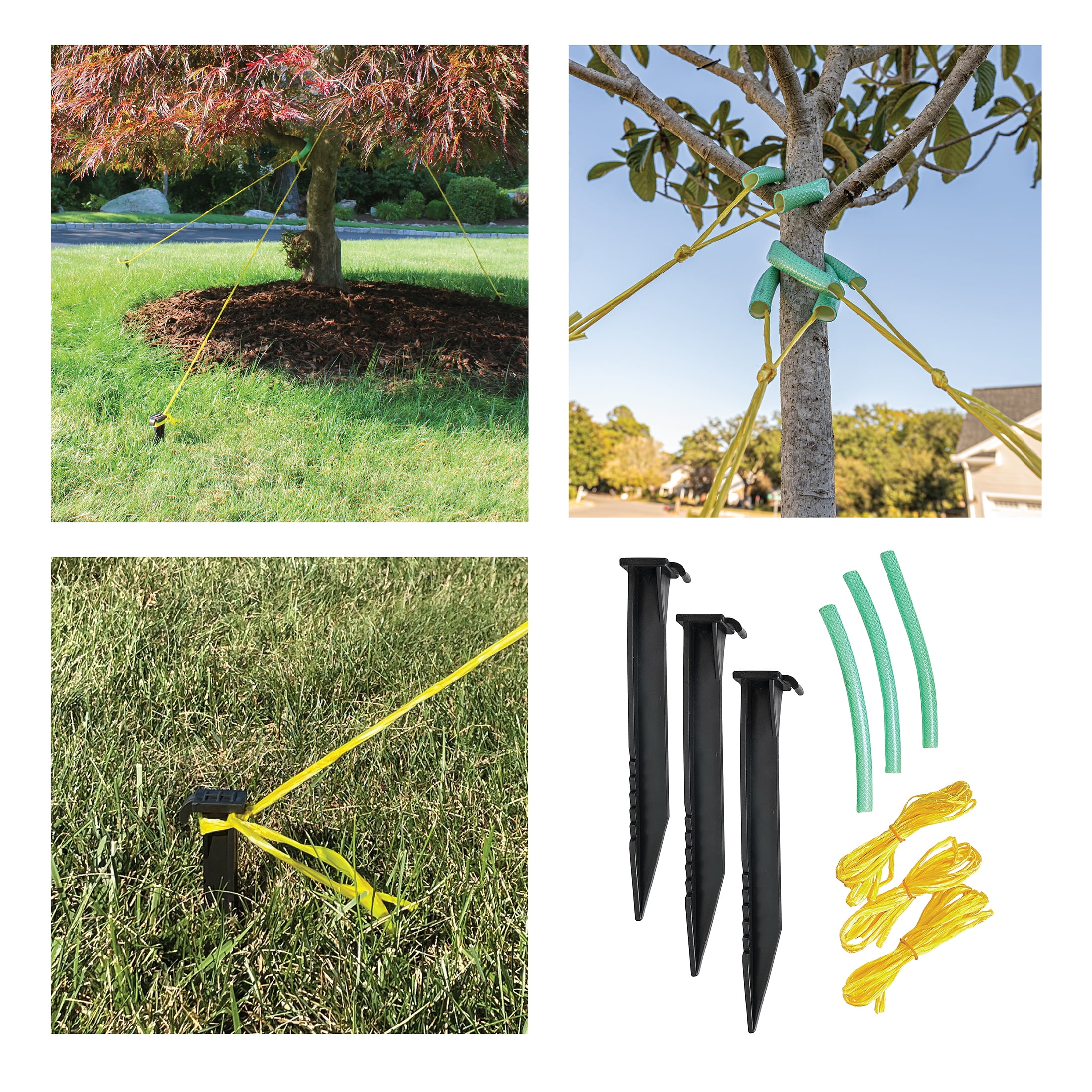 (2 pack) Expert Gardener Tree Stake Kit with Stakes, Vinyl Rope and Protective Tube for Young and Maturing Trees