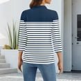 thumbnail image 5 of Garbnen 3/4 Sleeve Polo Shirts for Women Striped Lapel Womens Tops V Neck Dressy Fitted Color Block Woman Blouse with Front Pocket, 5 of 5