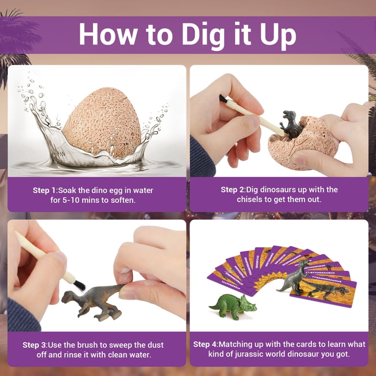 Dig It Up! Glow In The Dark Dinosaur Eggs | 8 Excavation Kits With Tools & Black Light For Kids Ages 4+