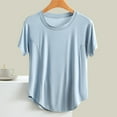 thumbnail image 2 of Wlynlyn Women's Pajama Tops Summer Short Sleeve Shirts Crewneck Basic Base Layer Undershirt Casual Sleepwear T-Shirts 2024, 2 of 3