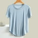 thumbnail image 1 of Blusa de pijama de manga corta para mujer, lisa, informal, a la moda, con cuello redondo, sin mangas, para dormir, pijamas para mujer, 1 of 3