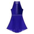 thumbnail image 5 of YONGHS Women's Lyrical Ballet Dance Dress Shiny Rhinestone Figure Skating Skirted Leotard Dancewear Royal Blue M, 5 of 7