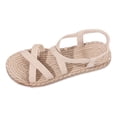 thumbnail image 3 of Slides for Women Womens Flat Sandals 6 City Classified Shoes Women Sandals Tan for Flat on with Arch Support Leather 6 Women's Everyday Wear Beige 9, 3 of 9