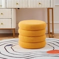 thumbnail image 4 of Tcbosik Upholstered Storage Ottoman in Teddy Fleece, 18.3" Round Footstool with Hidden Storage, Plush Multi-Purpose Seat, Dressing Stool, Sofa Footrest, No Assembly Needed, Yellow, 4 of 6