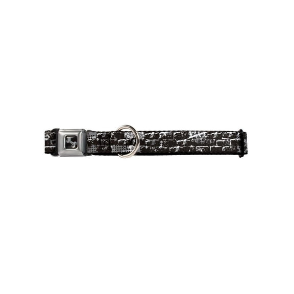 Black Grey Brick Stone Wall Pattern Fun Animal Seatbelt Pet Collar