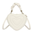 thumbnail image 3 of Bolso de hombro con forma de corazón de piel sintética con correa ajustable y elegante. Blanco, 3 of 8