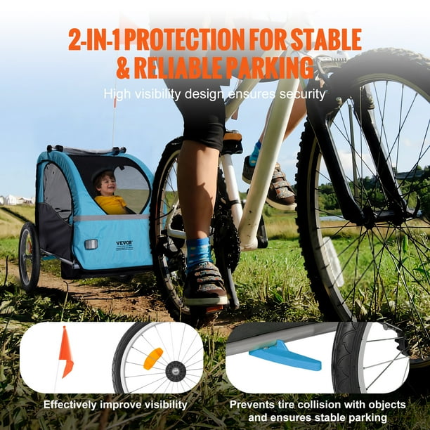 Vevor Bike Trailer For Toddlers Kids 60 Lbs Load Tow Behind Foldable Child Bicycle Trailer With Universal Bicycle Coupler