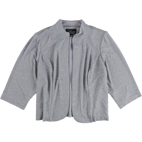 Alex Evenings Womens Shimmer Cardigan Sweater, Grey, Plus Size, 22W