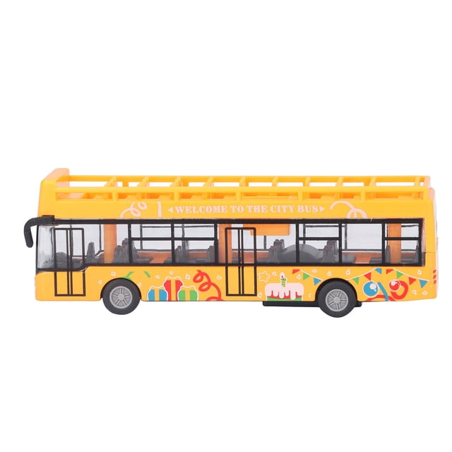 Modelo de autobús convertible de aleación para niños, simulación alta, apariencia exquisita, autobús de juguete con retroceso de metal para niños, color amarillo