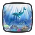 thumbnail image 1 of 4 Pcs Square Cabinet Handle Cupboard Knob Drawer Pulls Handle Underwater World Dolphins Drawer Knobs with Screws Furniture Decoration, 1 of 7
