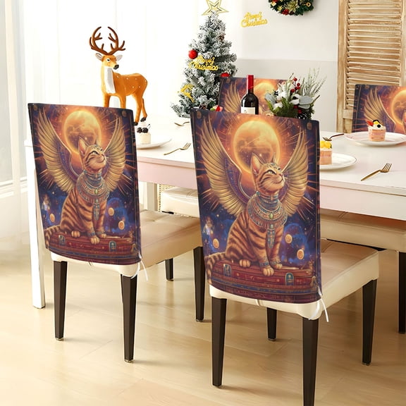 YAZAOO Chair Covers Set Home Kitchen Cute Wing Cat Party Decor Seat Back Cover Protector