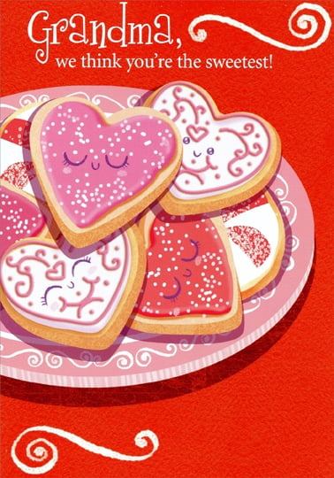 Download Designer Greetings Heart Shaped Cookies Grandma From Grandkids Valentine S Day Card Walmart Com Walmart Com