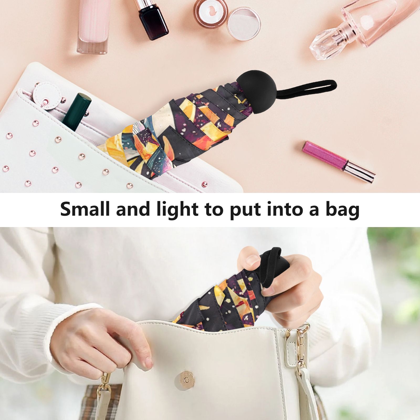 JSTEL Whale Sun Star Folding Umbrella for Rain Sun Travel Mini Lightweight Compact Umbrellas
