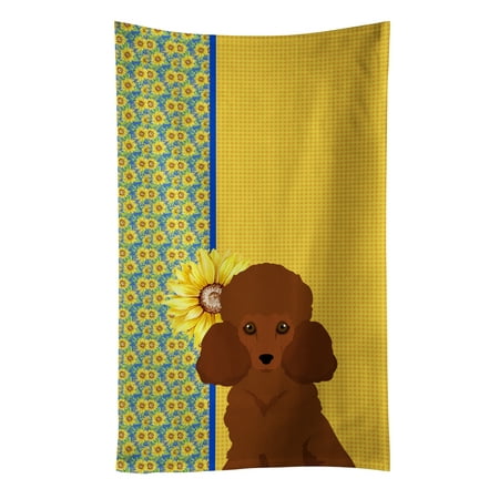 

Summer Sunflowers Toy Red Poodle Kitchen Towel 15 in x 25 in