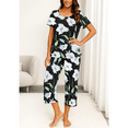 thumbnail image 4 of WQD Womens Pajama Sets Pj Set Floral Print Short Short Sleeve Top With Capri Pants Sleepwear 2 Piece Loungewear with Pockets, 4 of 6