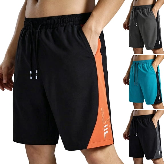 cllios Quick Dry Athletic Shorts for Men Breathable Cooling Workout Running Shorts Elastic Drawstring Waist Loose Fit Color Block Activewear