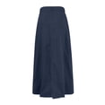 thumbnail image 4 of Women Trendy Denim Maxi Skirt High Waist A-Line Frayed Hem Loose Long Jean Skirt Dark Blue S, 4 of 6